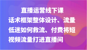 直播运营线下课-话术框架整体设计、流量低迷如何救流、付费将短视频流量打进直播间-吾藏分享