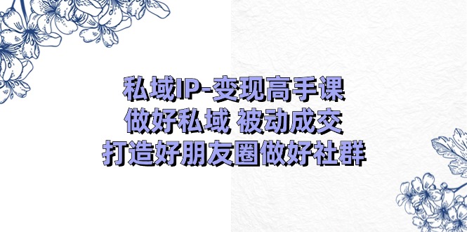 私域IP-变现高手课：做好私域 被动成交，打造好朋友圈做好社群（18节）-吾藏分享