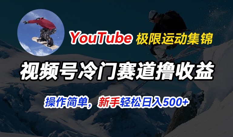 视频号冷门赛道撸收益，YouTube搬运极限运动集锦，暴力起号，操作简单流量高，轻松日入5张-吾藏分享