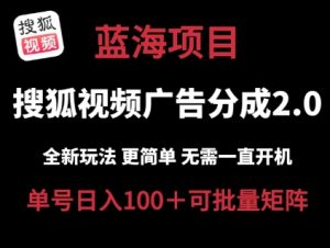 搜狐视频2.0 全新玩法成本更低 操作更简单 无需电脑挂机 云端自动挂机单号日入100+可矩阵-吾藏分享