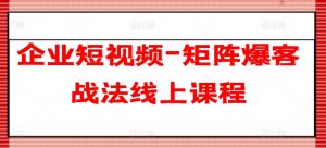 企业短视频-矩阵爆客战法线上课程-吾藏分享