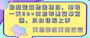 最新蓝海撸金项目，单号一天50+， 支持苹果安卓双端，小白轻松上手 当…-吾藏分享