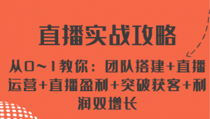 直播实战攻略 从0~1教你：团队搭建+直播运营+直播盈利+突破获客+利润双增长-吾藏分享