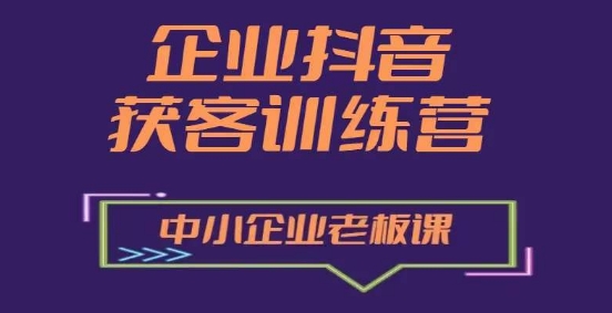 企业抖音营销获客增长训练营，中小企业老板必修课-吾藏分享