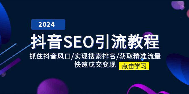 抖音 SEO引流教程：抓住抖音风口/实现搜索排名/获取精准流量/快速成交变现-吾藏分享