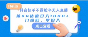 抖音快手不露脸半无人直播，给QQ估值日入1000+，门槛低、零投入-吾藏分享