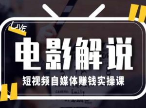 电影解说短视频自媒体赚钱实操课，教你做电影解说短视频，月赚1万-吾藏分享