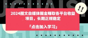 2024图文自媒体掘金赚取各平台收益项目，长期正规稳定-吾藏分享