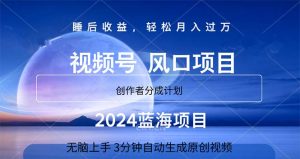 2024蓝海项目，3分钟自动生成视频，月入过万-吾藏分享