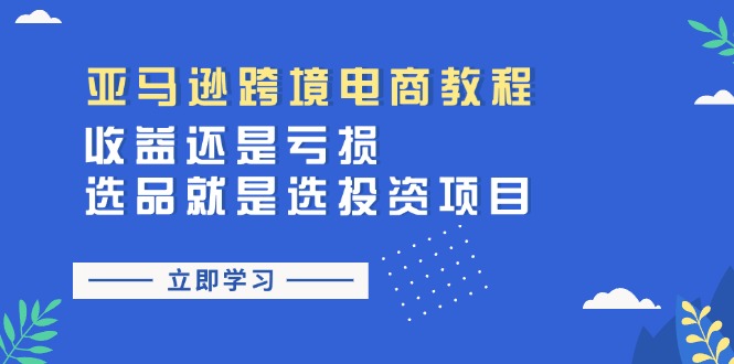 亚马逊跨境电商教程：收益还是亏损！选品就是选投资项目-吾藏分享