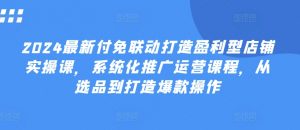 2024最新付免联动打造盈利型店铺实操课，​系统化推广运营课程，从选品到打造爆款操作-吾藏分享