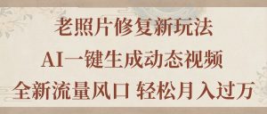 老照片修复新玩法，老照片AI一键生成动态视频 全新流量风口 轻松月入过万-吾藏分享