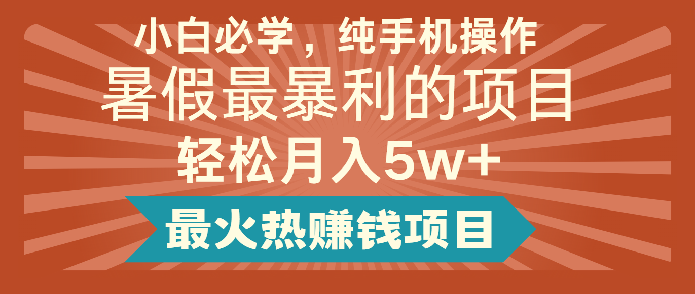 图片[1]-2024暑假最赚钱的项目，简单无脑操作，每单利润最少500+，轻松月入5万+-吾藏分享