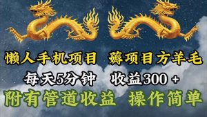 懒人手机项目，每天5分钟，每天收益300+，多种方式可扩大收益！-吾藏分享