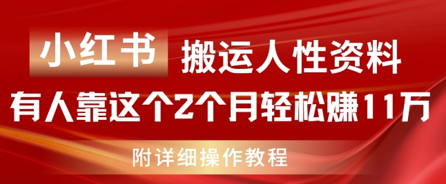 小红书搬运人性资料，有人靠这个2个月轻松赚11w，附教程-吾藏分享