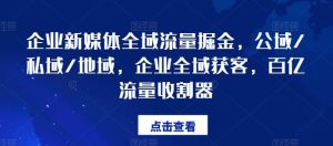 企业新媒体全域流量掘金，公域/私域/地域，企业全域获客，百亿流量收割器-吾藏分享