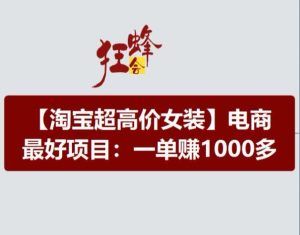 淘宝超高价女装项目，电商最好赛道，一单赚1000多-吾藏分享