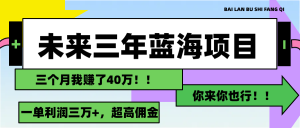 未来三年，蓝海赛道，月入3万+-吾藏分享