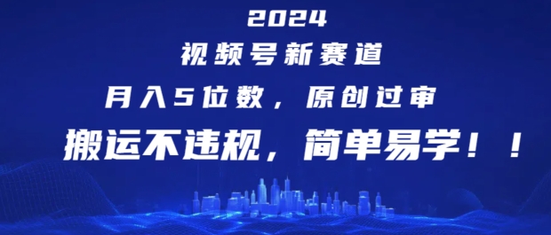 2024视频号新赛道，月入5位数+，原创过审，搬运不违规，简单易学-吾藏分享