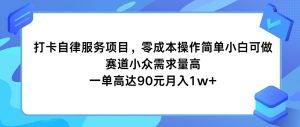 打卡自律服务项目，零成本操作简单小白可做，赛道小众需求量高，一单高达90元月入1w+-吾藏分享