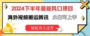 2024下半年最新风口项自，海外视频搬运腾讯，小白可上手，轻松月入过万-吾藏分享