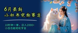 6月最新小红书宠物赛道，10秒钟一单，日入2000+，小白也能轻松学会-吾藏分享