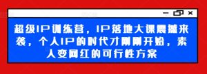 超级IP训练营，IP落地大课震撼来袭，个人IP的时代才刚刚开始，素人变网红的可行性方案-吾藏分享