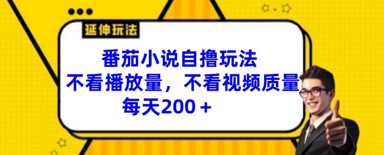 番茄小说自撸玩法，不看播放量，不看视频质量，每天200+-吾藏分享