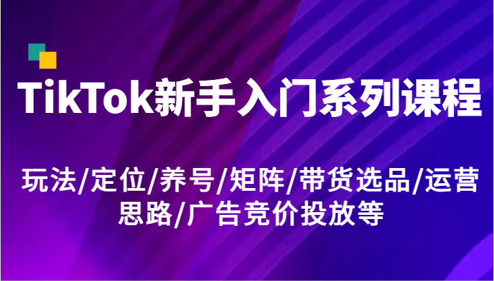 图片[1]-TikTok新手入门系列课程，玩法/定位/养号/矩阵/带货选品/运营思路/广告竞价投放等-吾藏分享