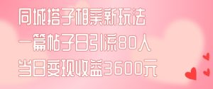 同城搭子相亲新玩法一篇帖子引流80人当日变现3600元(项目教程+实操教程)-吾藏分享