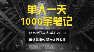 单人一天1000条笔记，日入2000+，BOSS直聘的正确玩法-吾藏分享