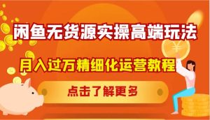 闲鱼无货源实操高端玩法，月入过万精细化运营教程-吾藏分享