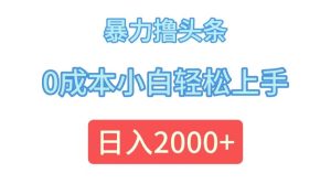 暴力撸头条，0成本小白轻松上手，日入2000+-吾藏分享