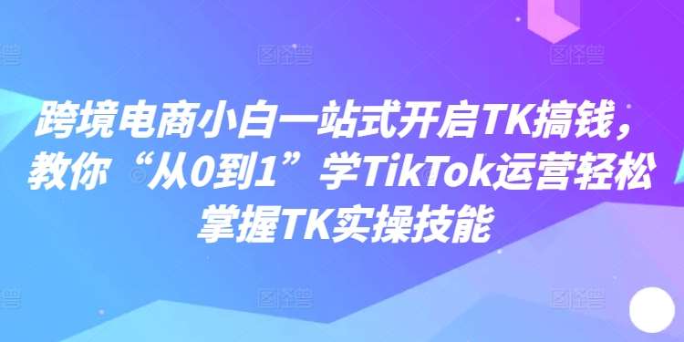 跨境电商小白一站式开启TK搞钱，教你“从0到1”学TikTok运营轻松掌握TK实操技能-吾藏分享