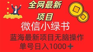 全网最新项目，微信小绿书，做第一批吃肉的人，一天十几分钟，无脑单号…-吾藏分享