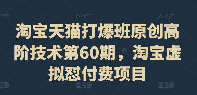 淘宝天猫打爆班原创高阶技术第60期，淘宝虚拟怼付费项目-吾藏分享