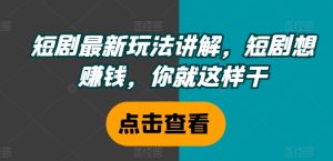 短剧最新玩法讲解，短剧想赚钱，你就这样干-吾藏分享