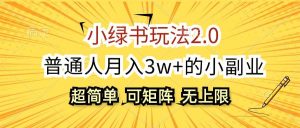 小绿书玩法2.0，超简单，普通人月入3w+的小副业，可批量放大-吾藏分享