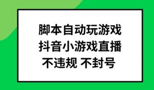 脚本自动玩游戏，抖音小游戏直播，不违规不封号可批量做【揭秘】-吾藏分享