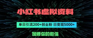 小红书虚拟资料日引流200+创业粉，单日变现5000+-吾藏分享