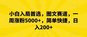 小白入局首选，图文赛道，一周涨粉5000+，简单快捷，日入200+-吾藏分享