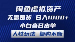 闲鱼虚拟资产 无需囤货 日入1000+ 小白当日出单 人性玩法 复购不断-吾藏分享