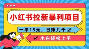 小红书拉新暴利项目，一单15元，日赚几千小白轻松上手-吾藏分享