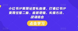 小红书IP变现运营私教课，打通红书IP变现任督二脉，底层逻辑、实操方法、战训结合-吾藏分享