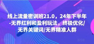 线上流量密训班21.0，24年下半年-无界红利和盈利玩法，终极优化/无界关键词/无界精准人群-吾藏分享