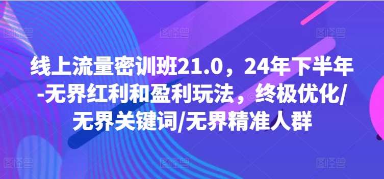 线上流量密训班21.0，24年下半年-无界红利和盈利玩法，终极优化/无界关键词/无界精准人群-吾藏分享