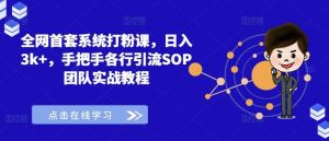 全网首套系统打粉课，日入3k+，手把手各行引流SOP团队实战教程-吾藏分享