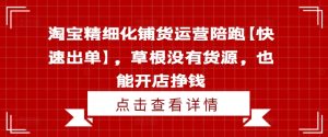 淘宝精细化铺货运营陪跑【快速出单】，草根没有货源，也能开店挣钱-吾藏分享