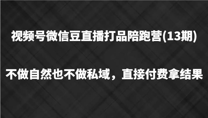 视频号微信豆直播打品陪跑(13期)，不做不自然流不做私域，直接付费拿结果-吾藏分享