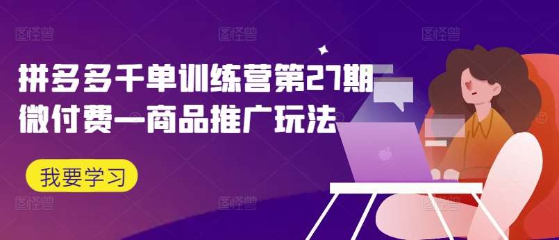 拼多多千单训练营第27期微付费—商品推广玩法-吾藏分享